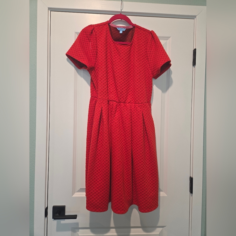 Draper James Vibrant Red Heart Pattern Dress